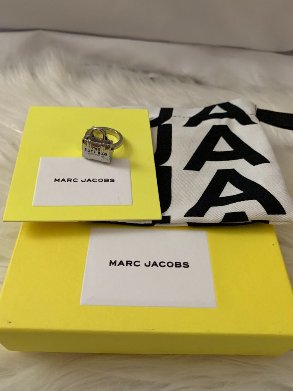 MARC JACOBS The Mini Icon Bag Sculpted Ring in Silver RING SIZE 6